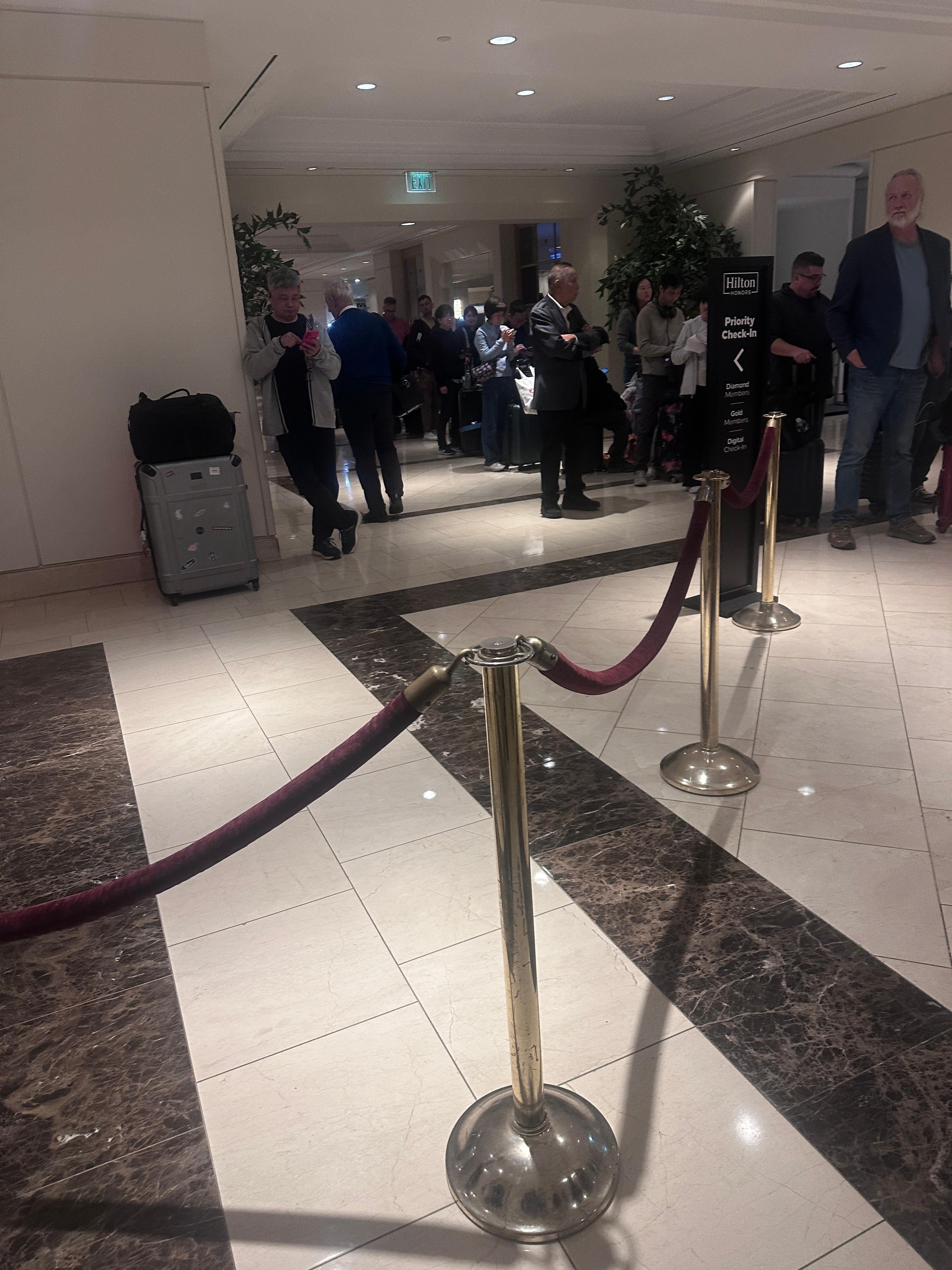 People in line for rooms at 10pm