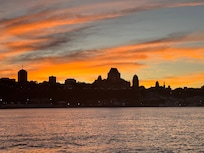 Sunset over old Quebec from the ferry.