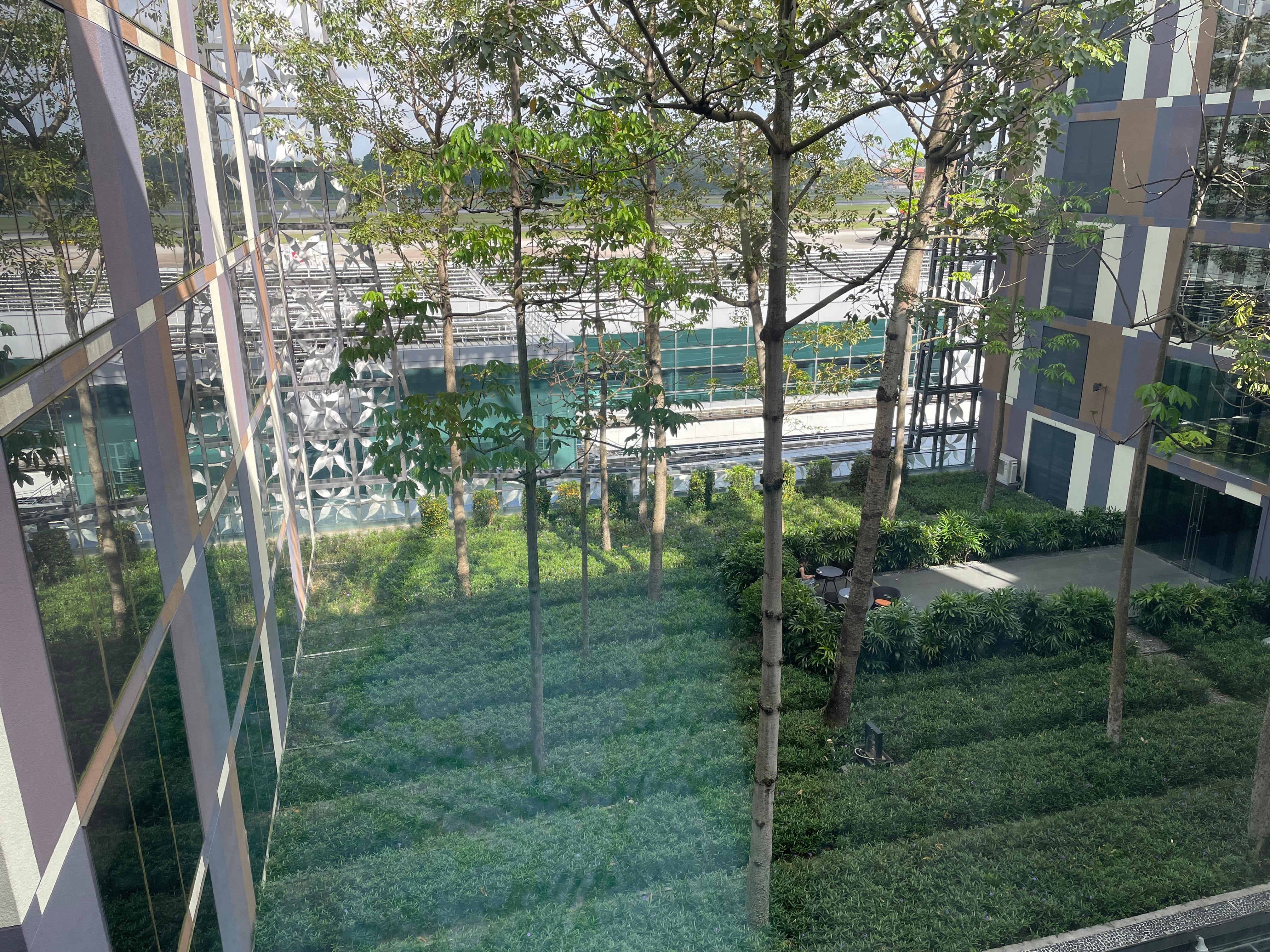 View from our room. The runway is very close however you cannot hear the aircraft. 