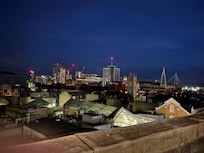 View from the rooftop bar at Hotel Indigo. Enjoying some complimentary drinks….