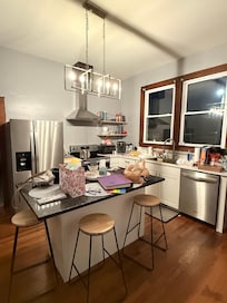 Beautiful and well stocked kitchen.
