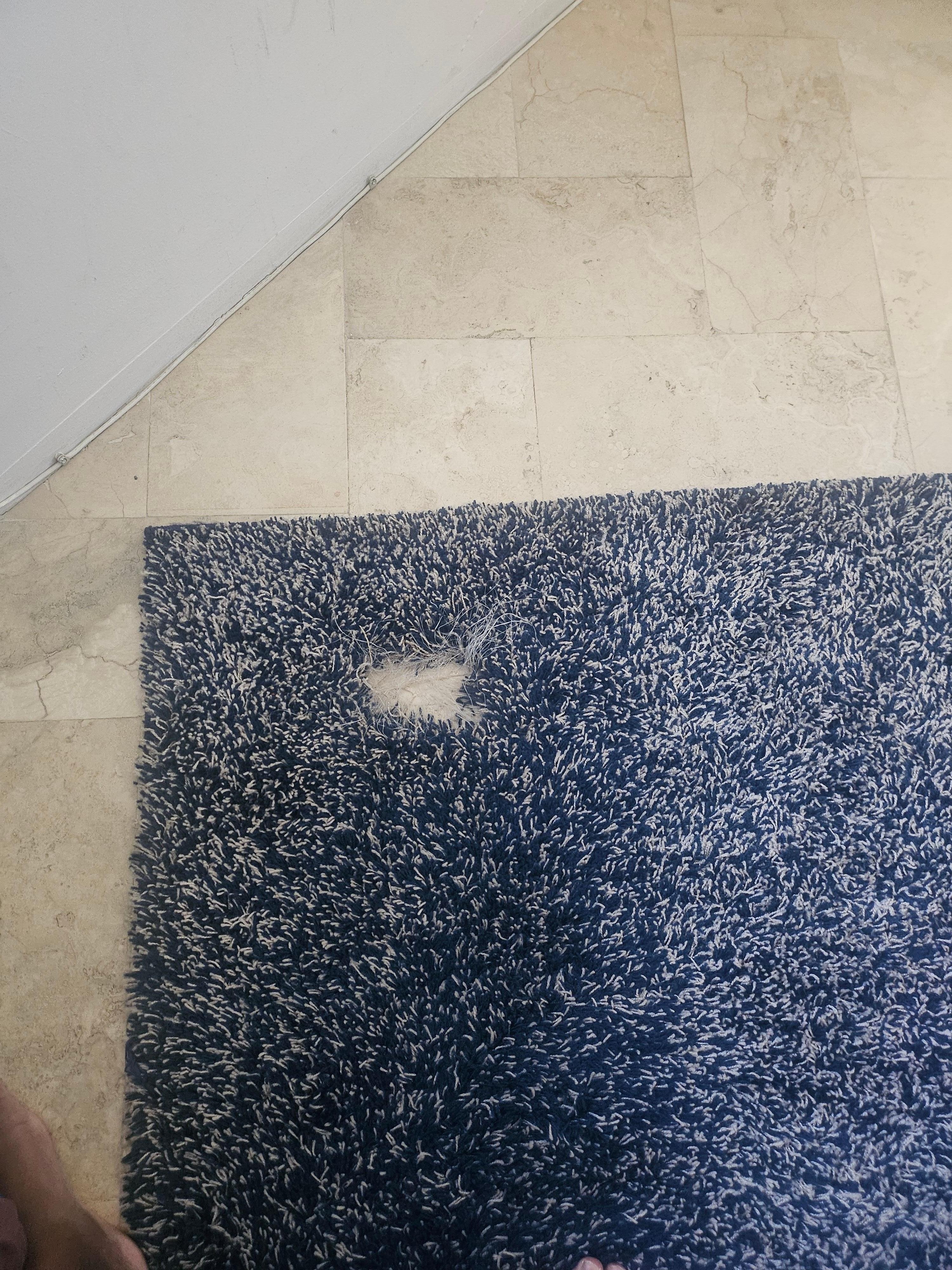 Hole in loft carpet.