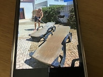 Loungers being scrubbed. Not what you expect to do on holiday!