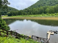 View of the river and dock from the patio