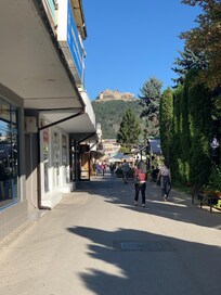 Main shopping and food street and Deva fort on the hill.