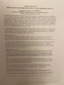 Water notice posted at the property. Does not seem safe to even shower or bath in.