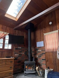 Sky light was so incredible to have, watching the snow fall with the fire on