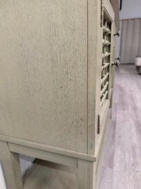 Something splattered on furniture.