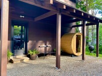 Main entrance and sauna