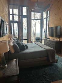 Master bedroom was beautiful with amazing views and electric shades to put down at bedtime.