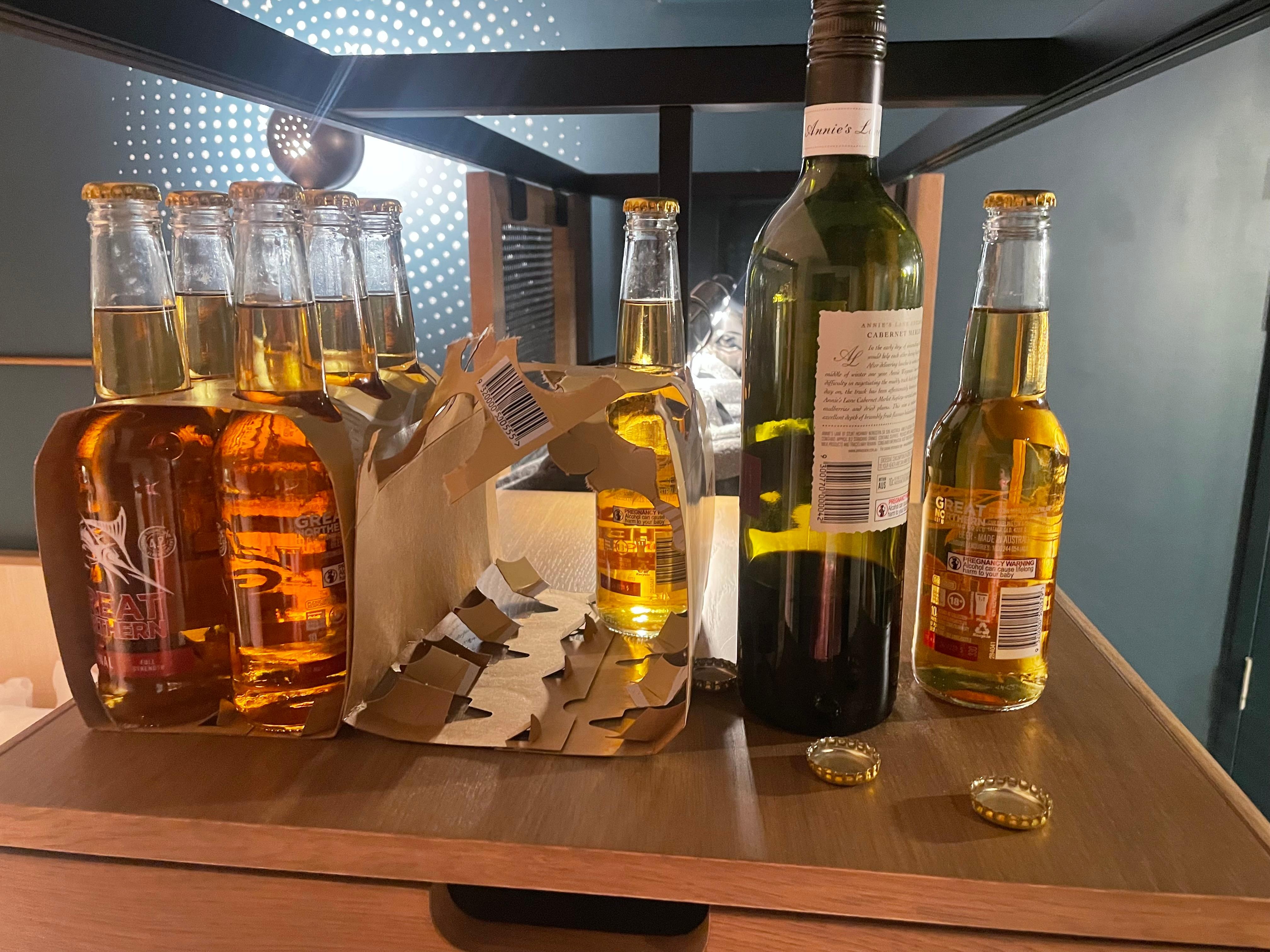 Left over alcohol bottles from previous guests...