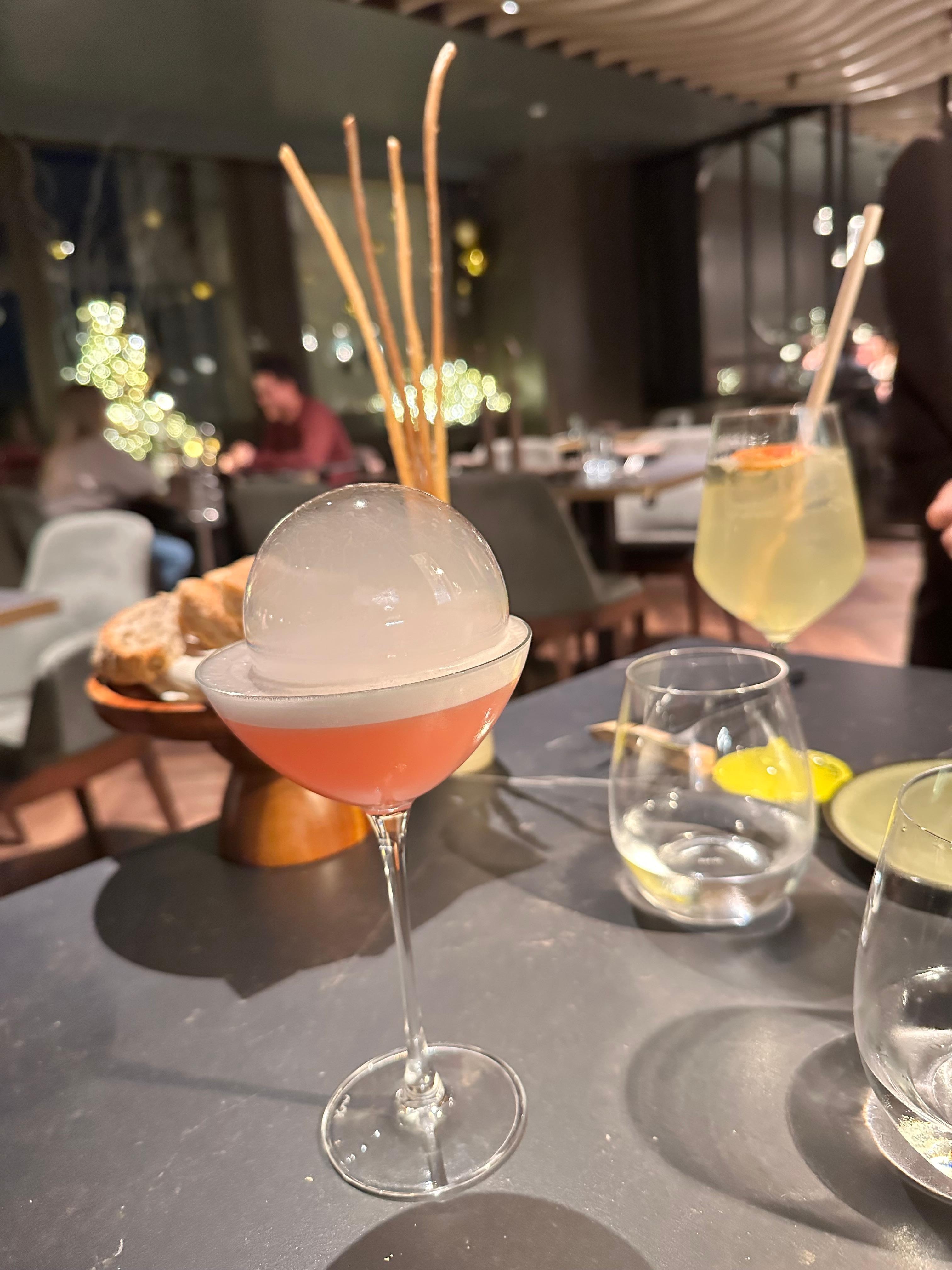 Drinks at rooftop restaurant 