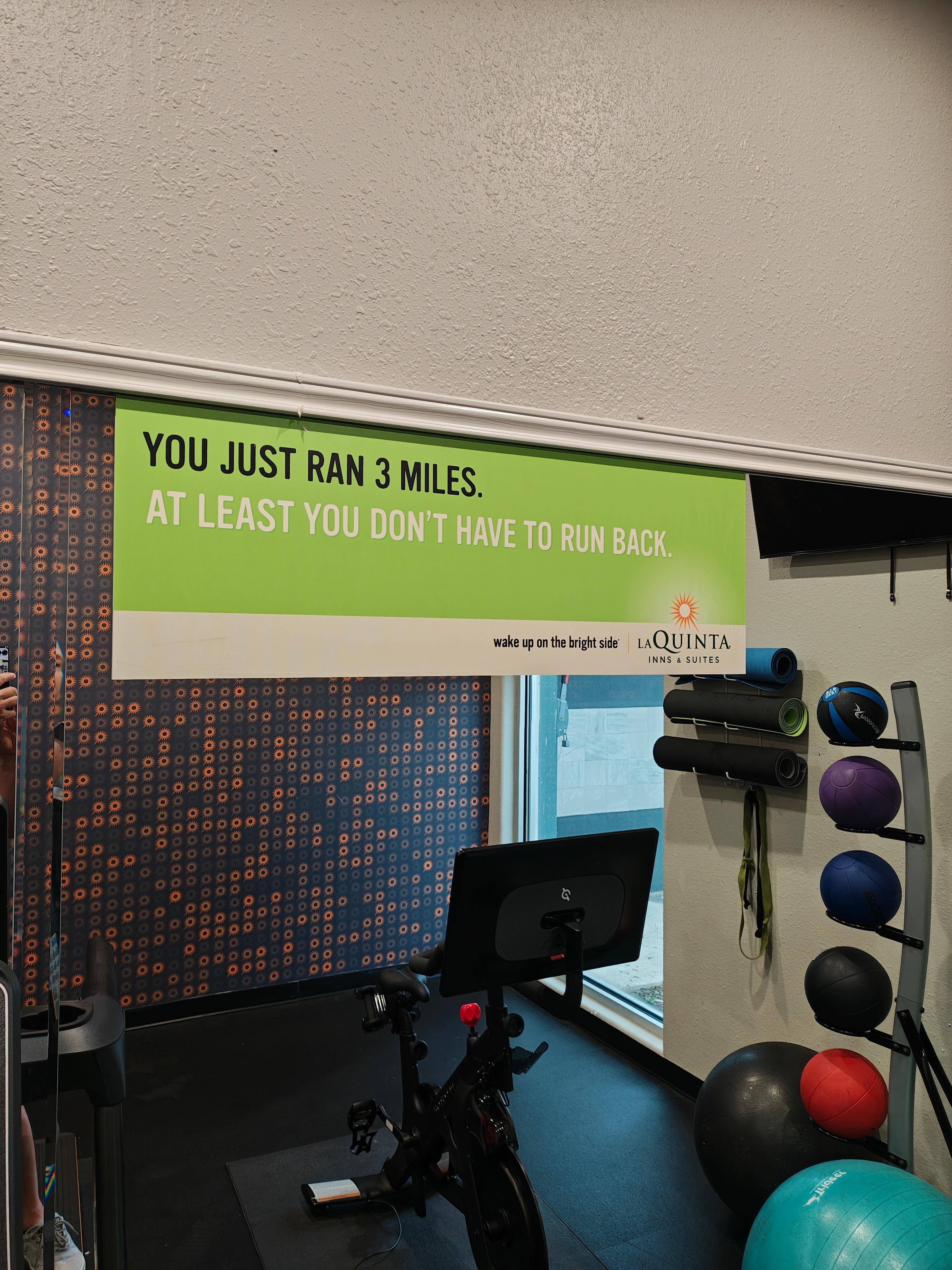 Smart comical banner in their gym. lol.