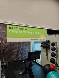 Smart comical banner in their gym. lol.