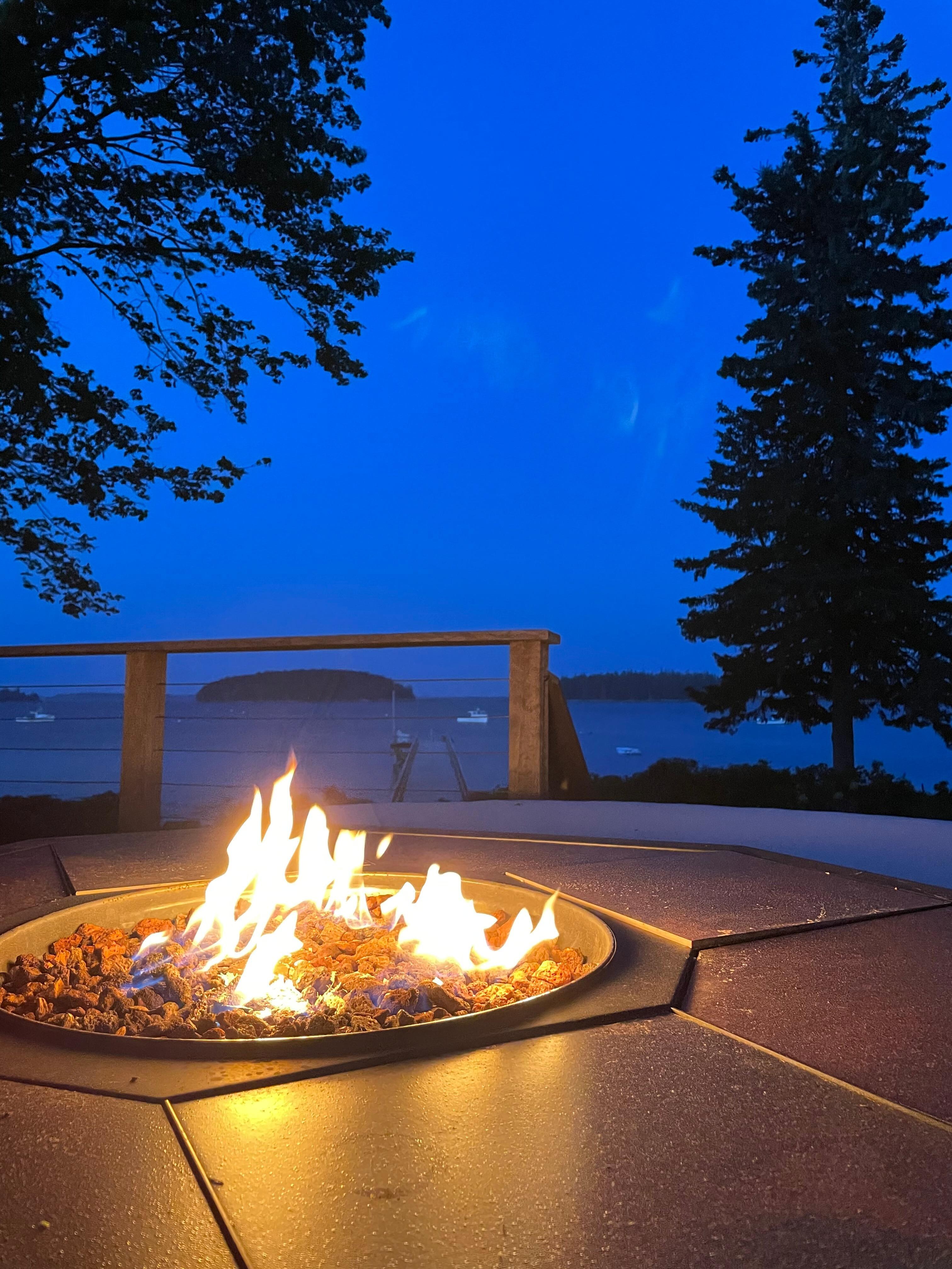 A cool Maine evening is best enjoyed near a fire pit.