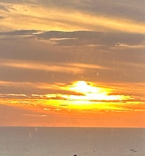 Sunset view from the bedroom window.