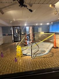 The pool area.