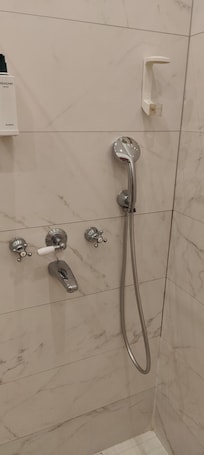 no mount for the shower above waist hieght, but a bath filler ( not over a bath )
