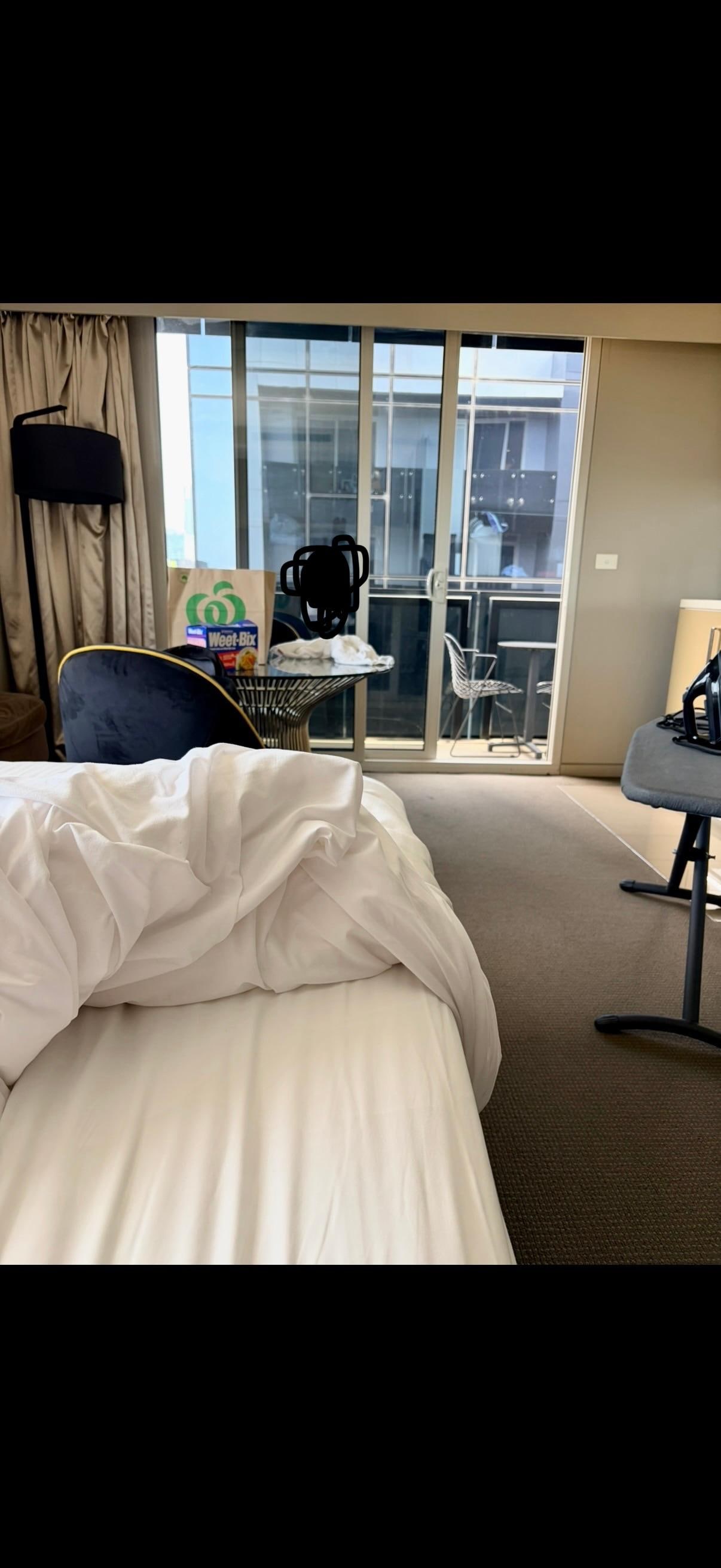 Room facing into someone else’s bedroom. 