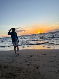 Our first evening’s sunset across the street