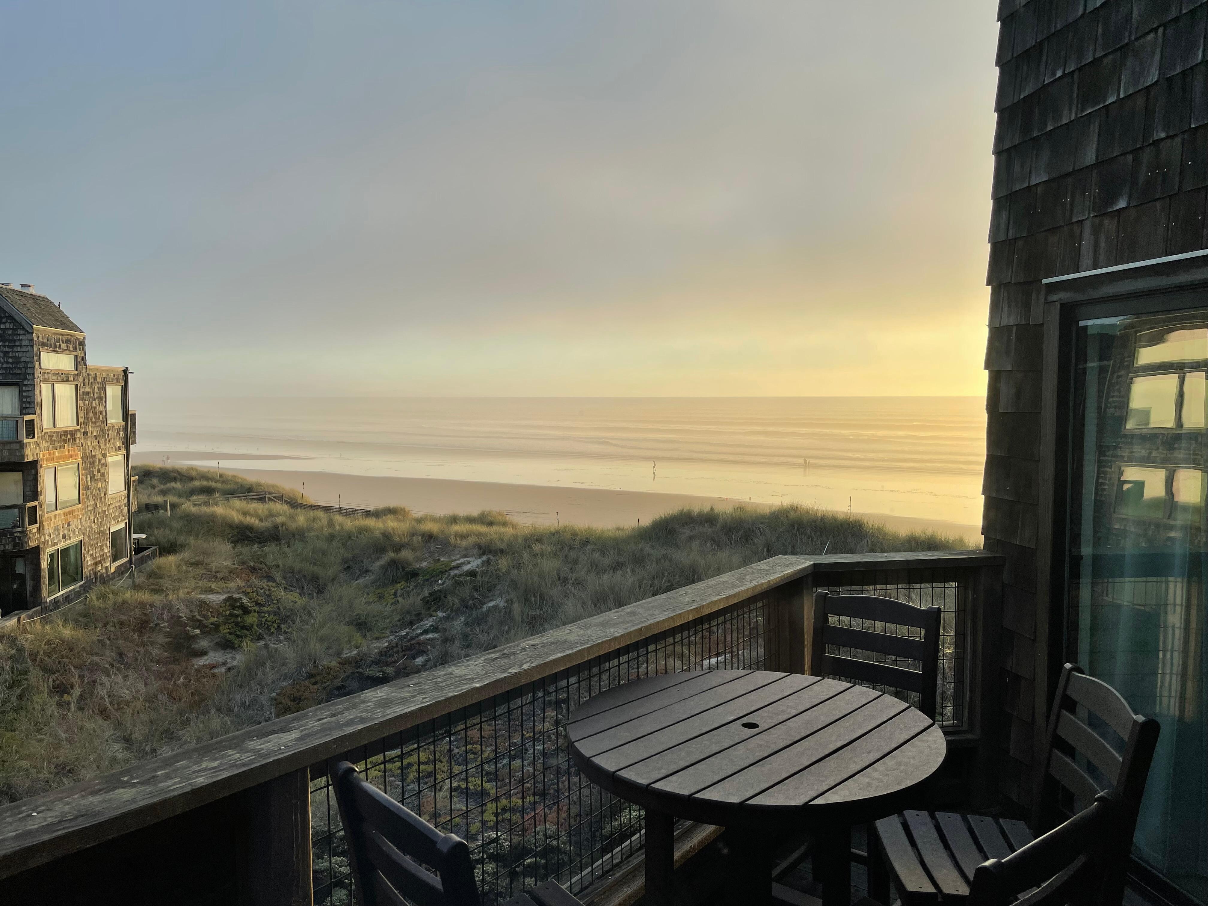 Balcony from the master bedroom with additional seating to enjoy the view! 