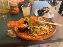 Restaurant adjacent to hotel.