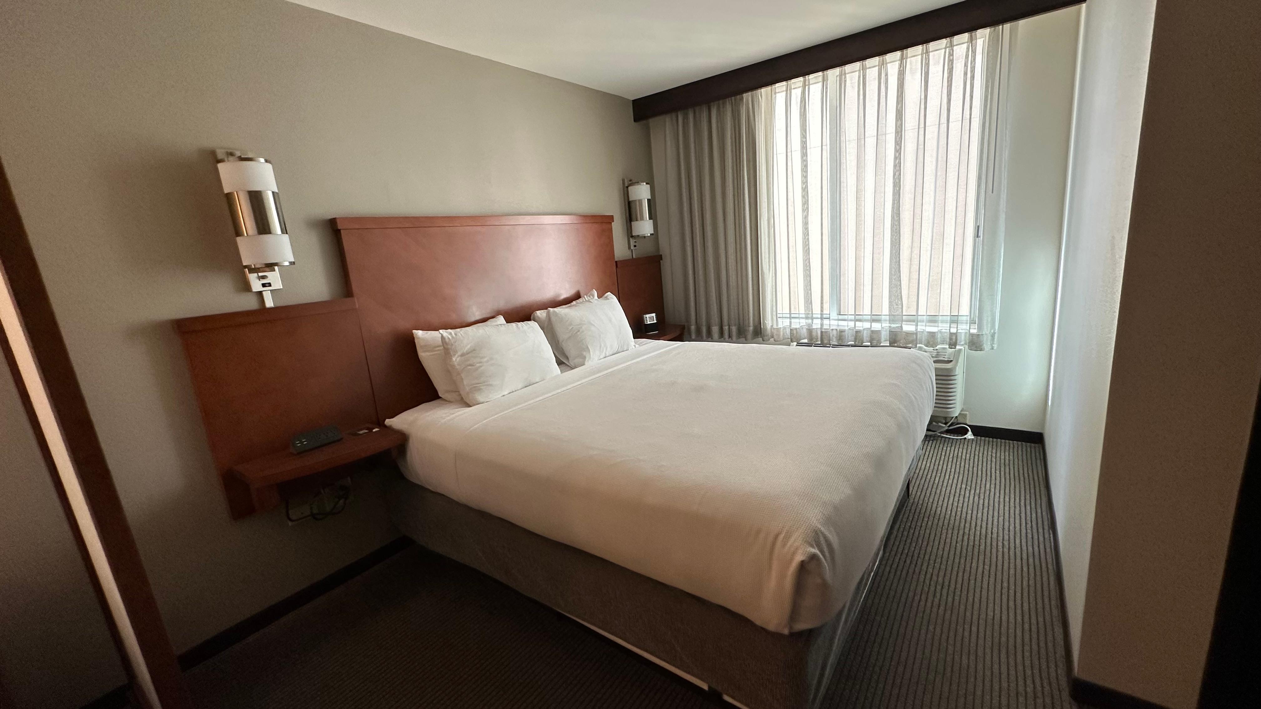 Comfortable king size high bed. 