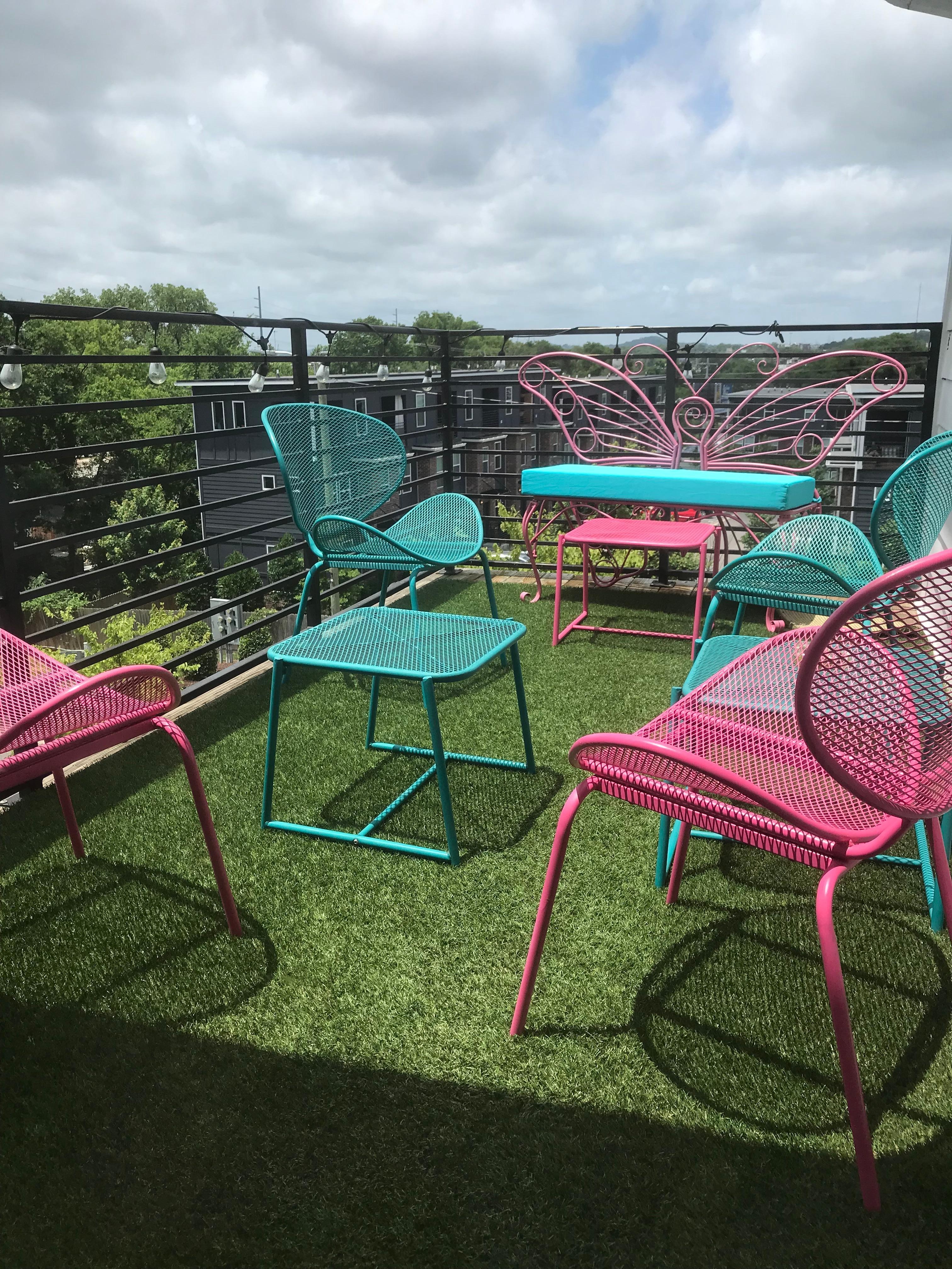 The rooftop deck, great views.