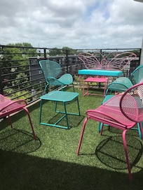 The rooftop deck, great views.