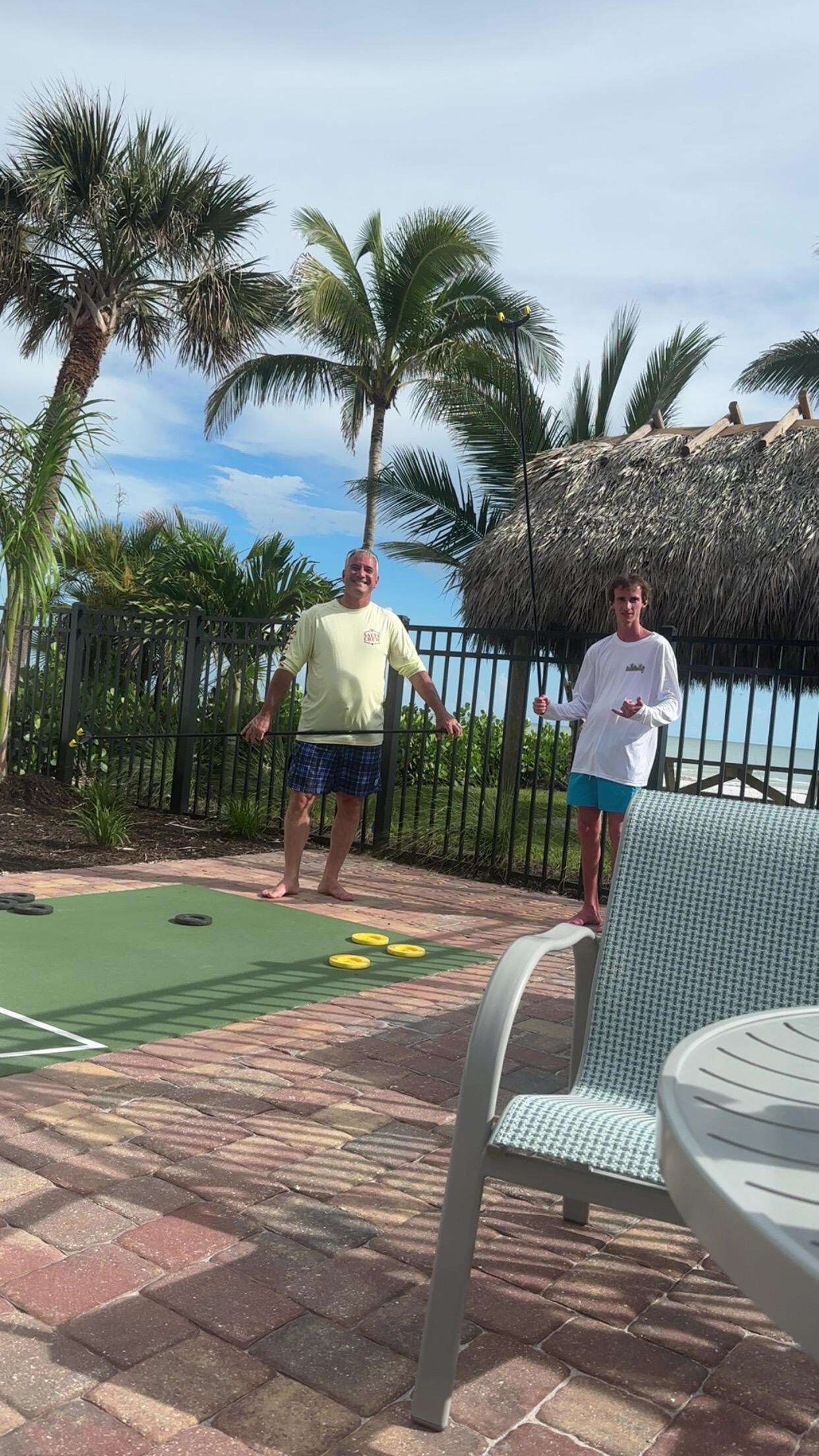 Having fun by the pool.
