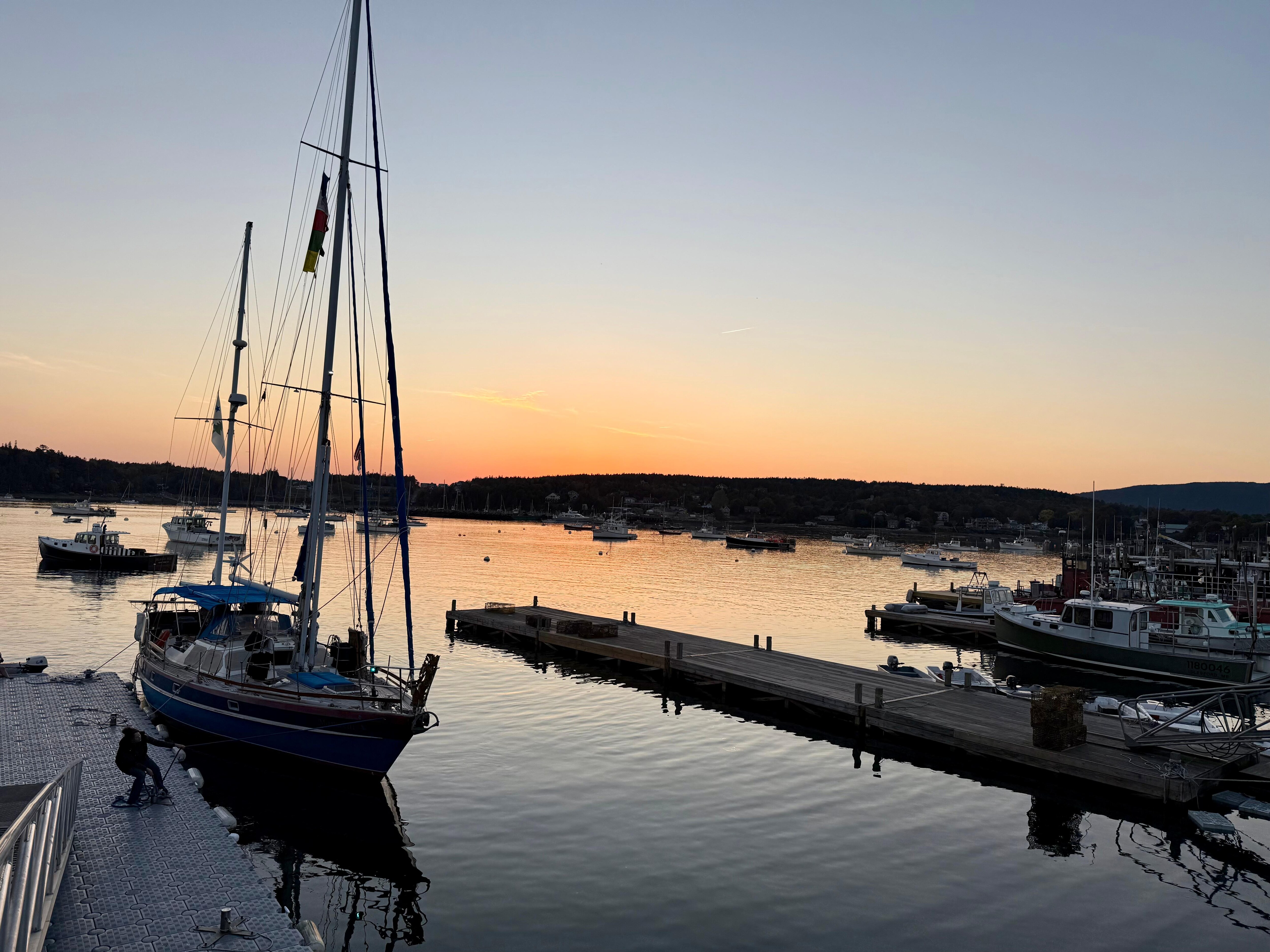 Sunset at Beal’s Lobster Pier- great food! 