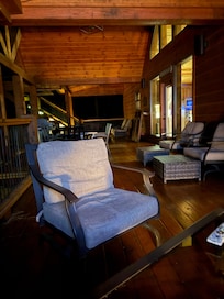 This is the back porch at night.