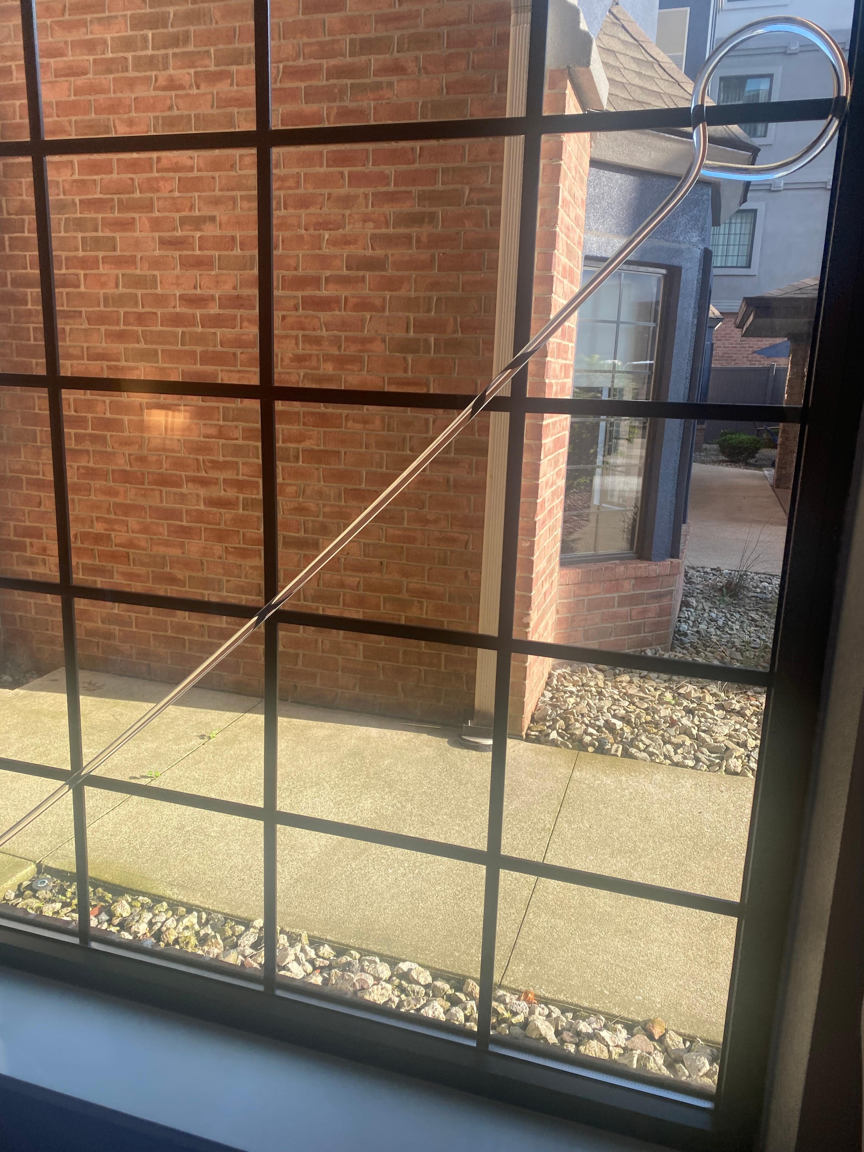 Window pull broken so they just laid it in the window 