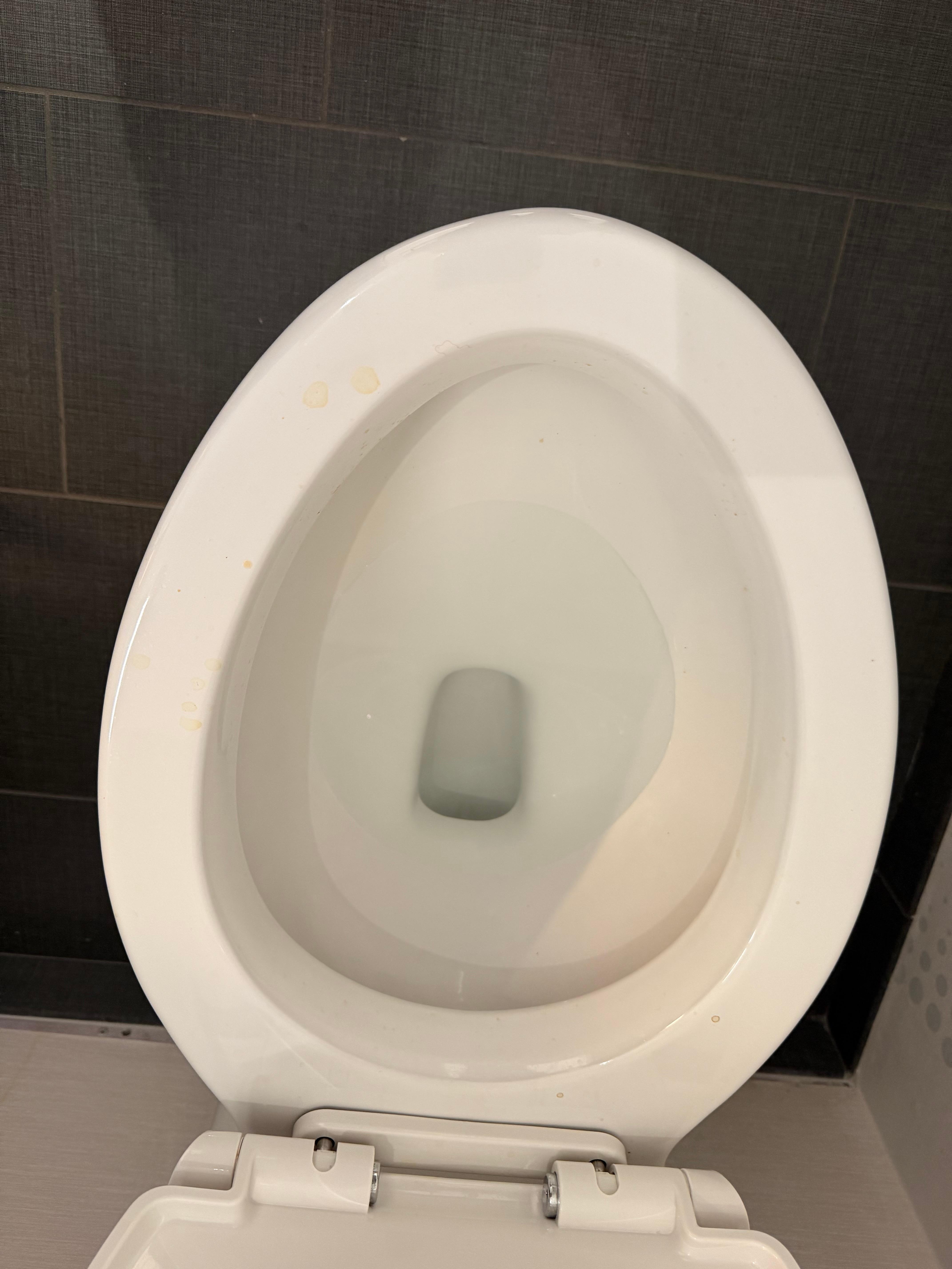 Toilet with pee all over 
