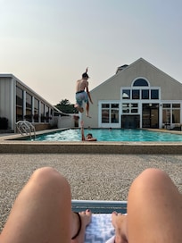 Kids playing a game of “airplane”.