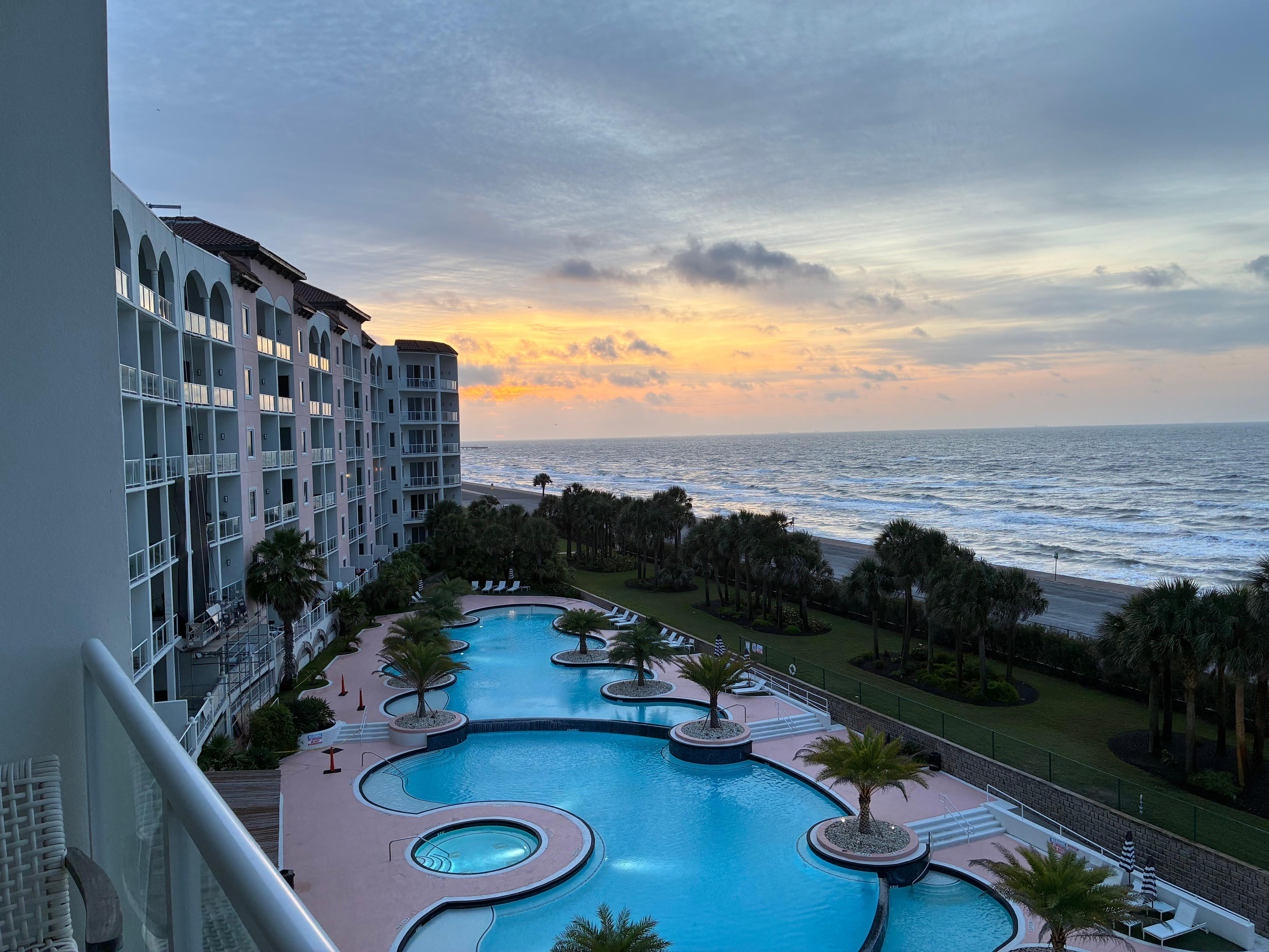 View of sunrise from balcony