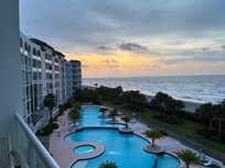 View of sunrise from balcony
