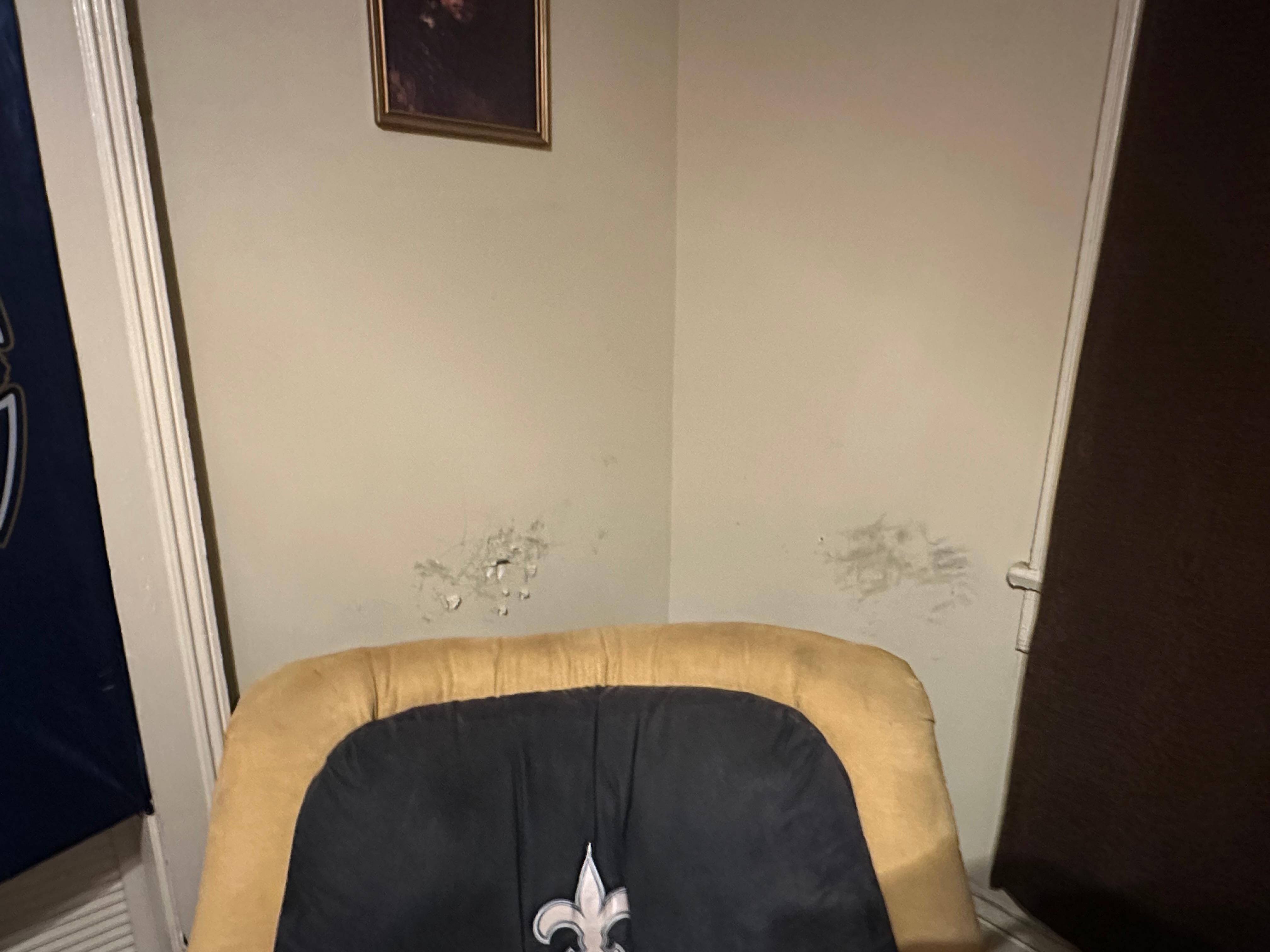 Stained furniture and extremely dirty walls