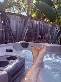 Hot tub is relaxing
