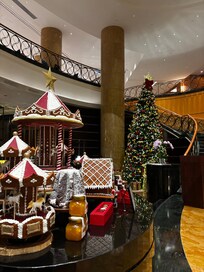 Fantastic Christmas gingerbread display and tree in the lobby
