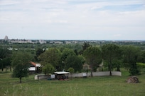 view from the hill behind the farmhouse
