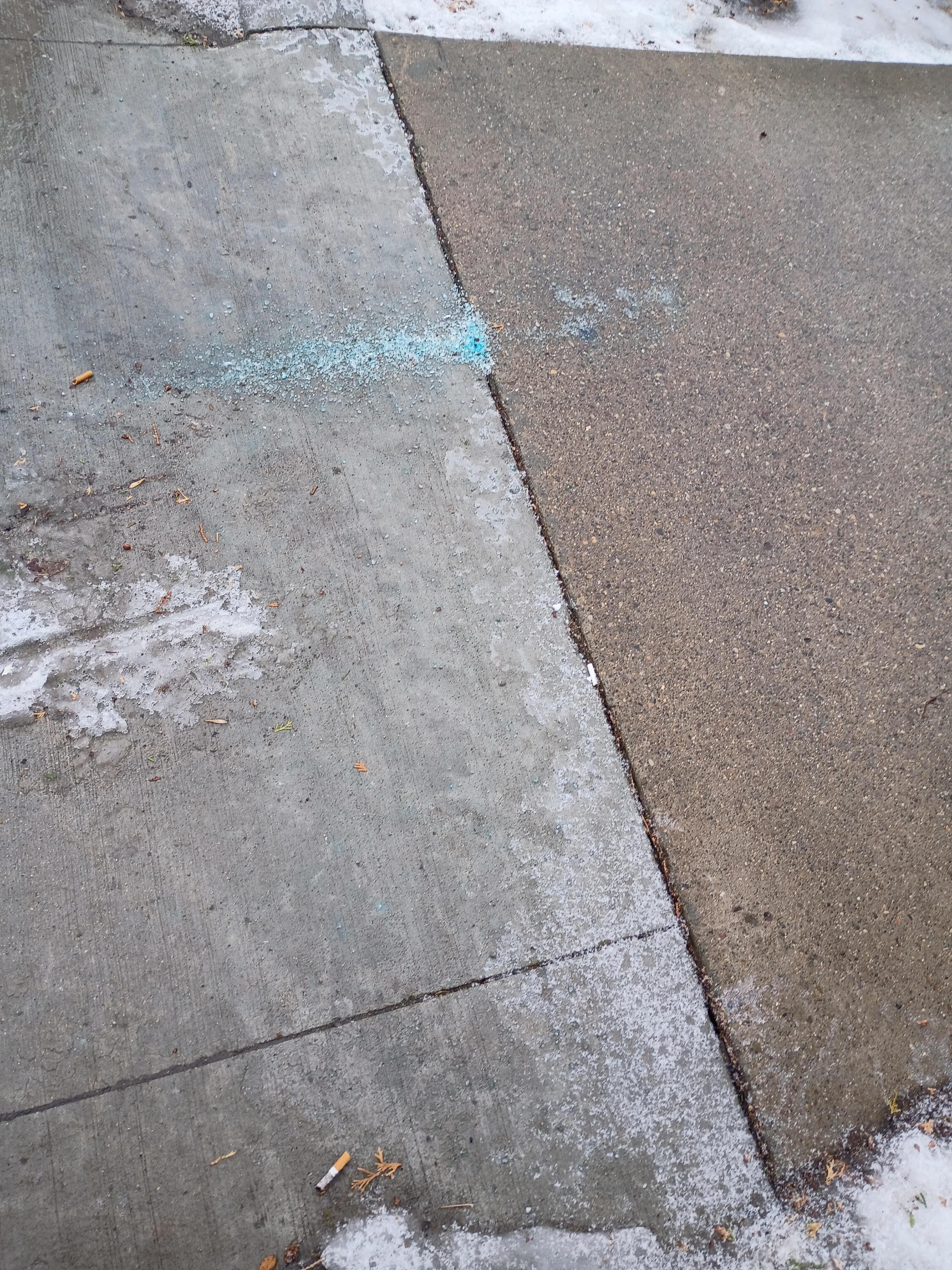 This his how they put salt down after I slipt while walking to my car out front of the main desk 