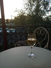 top veranda outside my room. Main Rd is in front. But no noise inside room.