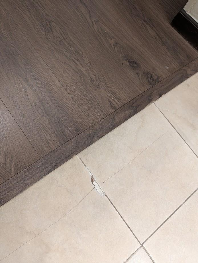 Dangerous flooring out of the bathroom