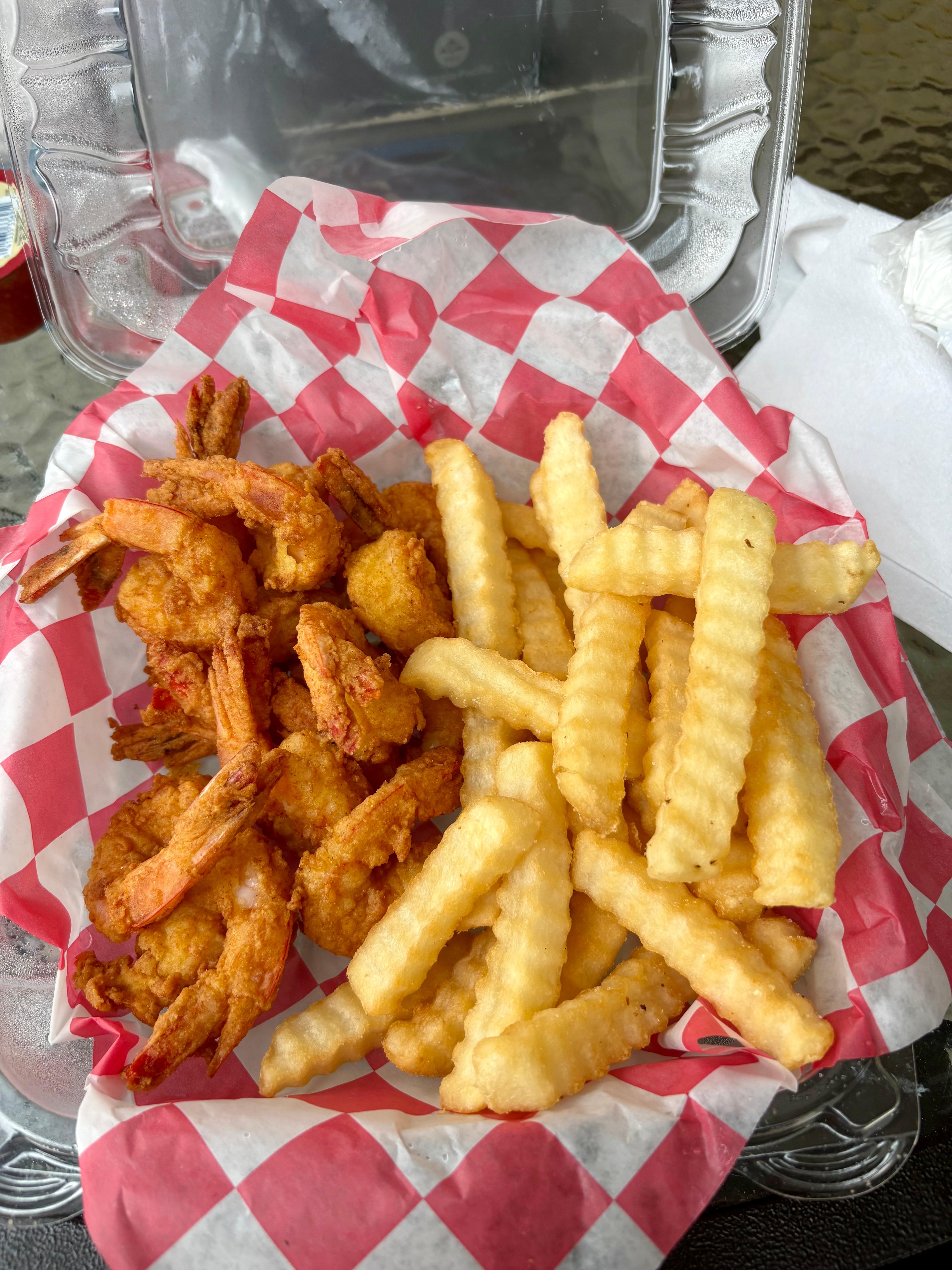 Fried shrimp basket from Love Shack (in the Jekyll Market). Best on the island!!
