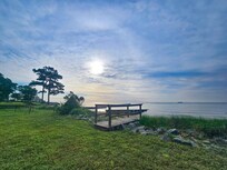 The lovely yard overlooking the Bay