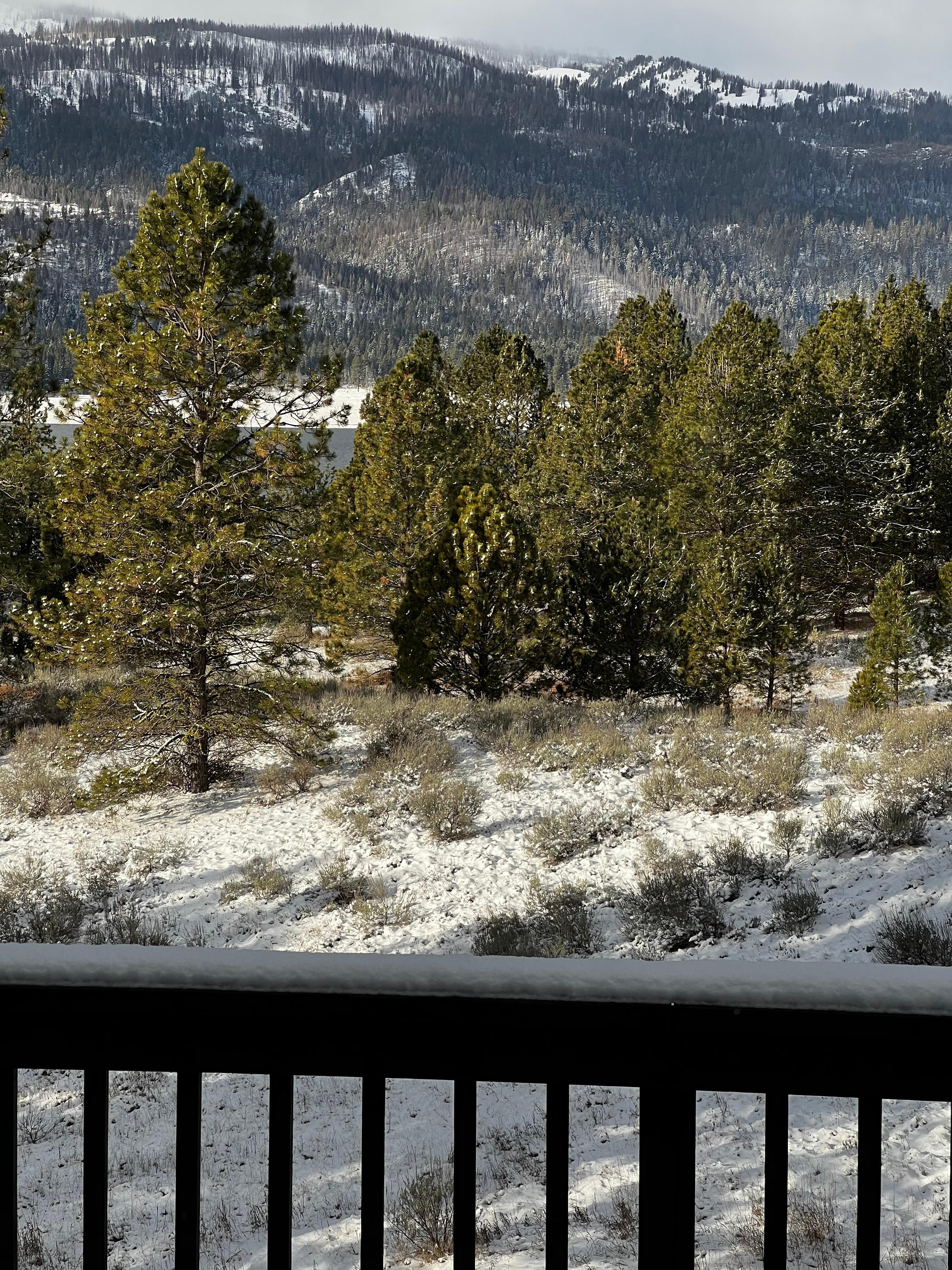 View of mountains and partial view of lake 