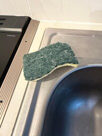 Nasty sponge left here and in bathroom