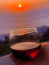 Having wine while watching the sunset was amazing