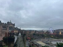 The amazing view of Edinburgh from the Market Street Hotel rooftop